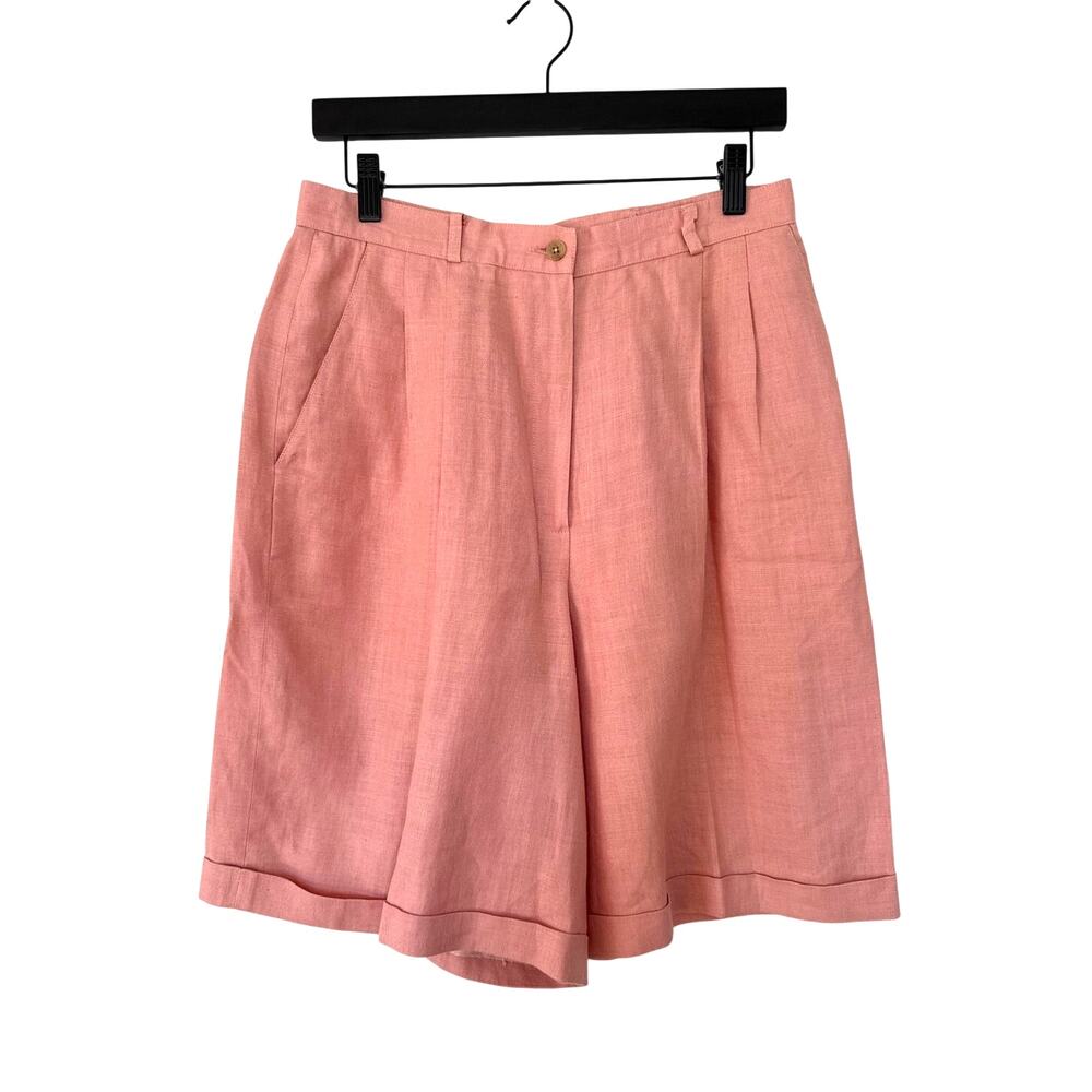 Liz Claiborne Collection Long Bermuda Linen Shorts in Dark Pink Size 12
